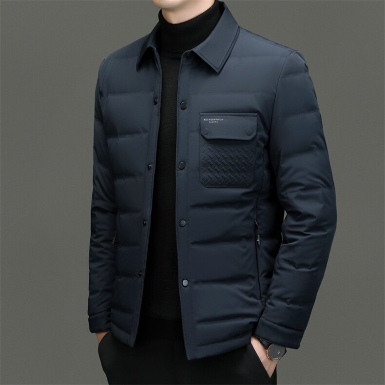 C98668钱塘2020-2新款商务休闲翻领简约中年男士羽绒服P205图片