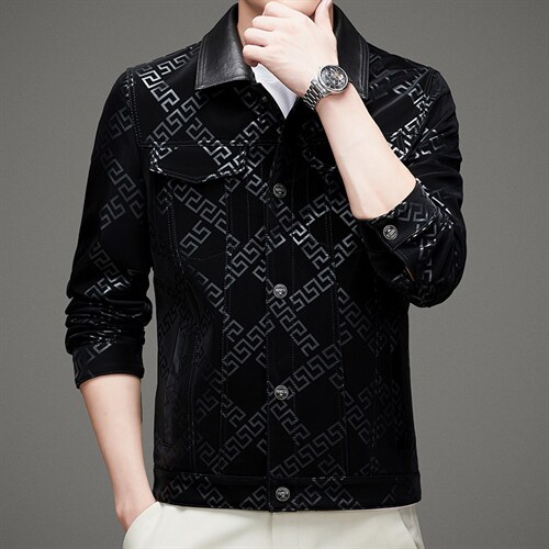 秋冬新款皮衣男士绵羊皮外套男中青年休闲皮夹克MSNA322-19-P660,男装皮衣,电商B212（原钱塘6029）