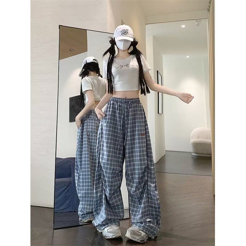 新款宽松休闲裤男韩版潮流百搭裤子夏季薄款坠感阔腿拖地长裤,男装休闲裤,四季星座505