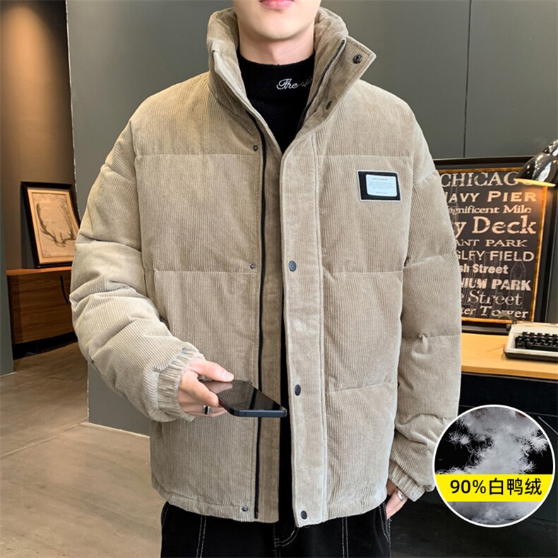 90%白鸭绒以M-8XL灯芯绒保暖宽松大码男士羽绒服XZ109-P175,男装羽绒服,星座109