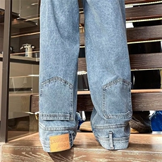 港风夏款男牛仔裤渐变色裤脚大口袋直筒宽松休闲长裤NK9171P50，男装牛仔裤，星座1013-1