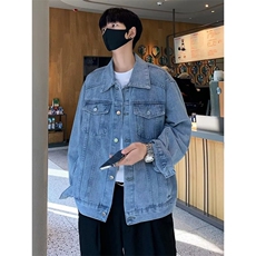 美式复古蓝色牛仔外套男女宽松百搭休闲夹克春秋季外搭JK64，男装夹克，星座1116A-1（原606A）