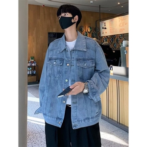 美式复古蓝色牛仔外套男女宽松百搭休闲夹克春秋季外搭 JK64图片