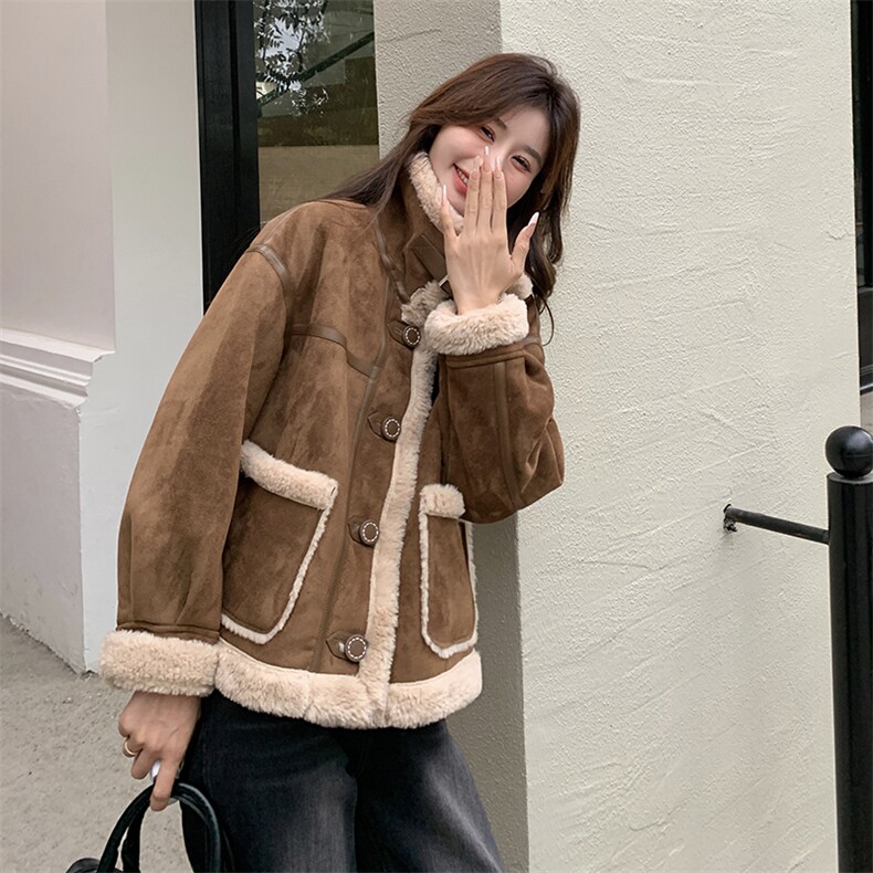 现货--新款冬季皮毛一体外套-203-8802-P195-K288，女装羊羔毛/颗粒绒，浙宝203