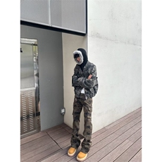 美式vibe高街迷彩多口袋修身工装裤嘻哈微喇裤男女K83096-P53网图，男装工装外套，电商B245