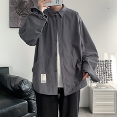 秋装港风复古灯芯绒长袖衬衫宽松工装男女外套韩版潮H221/P45，男装衬衫，钱塘713