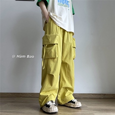 春装现货~多巴胺休闲裤大口袋工装伞兵裤2XZ502-K665-特55控78，男装工装外套，星座502
