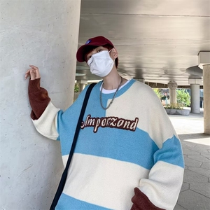 秋季设计感学院风情侣毛线衣潮牌复古圆领针织衫毛衣男 M944-P41图片