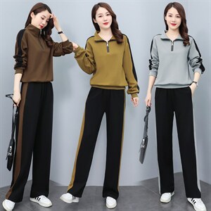 春秋休闲运动服套装女2025新款时尚撞色洋气减龄高级感卫衣两件套图片
