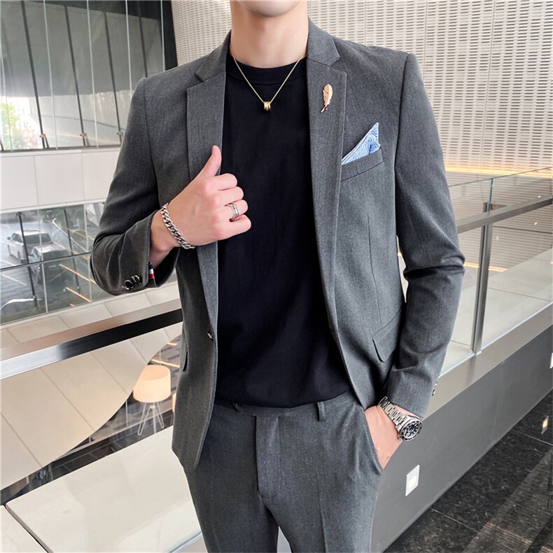 休闲小西装男外套韩版潮修身帅气西服套装发型师英伦风高档两件套，男装西服套装，星座505-2（原电商A260-1)