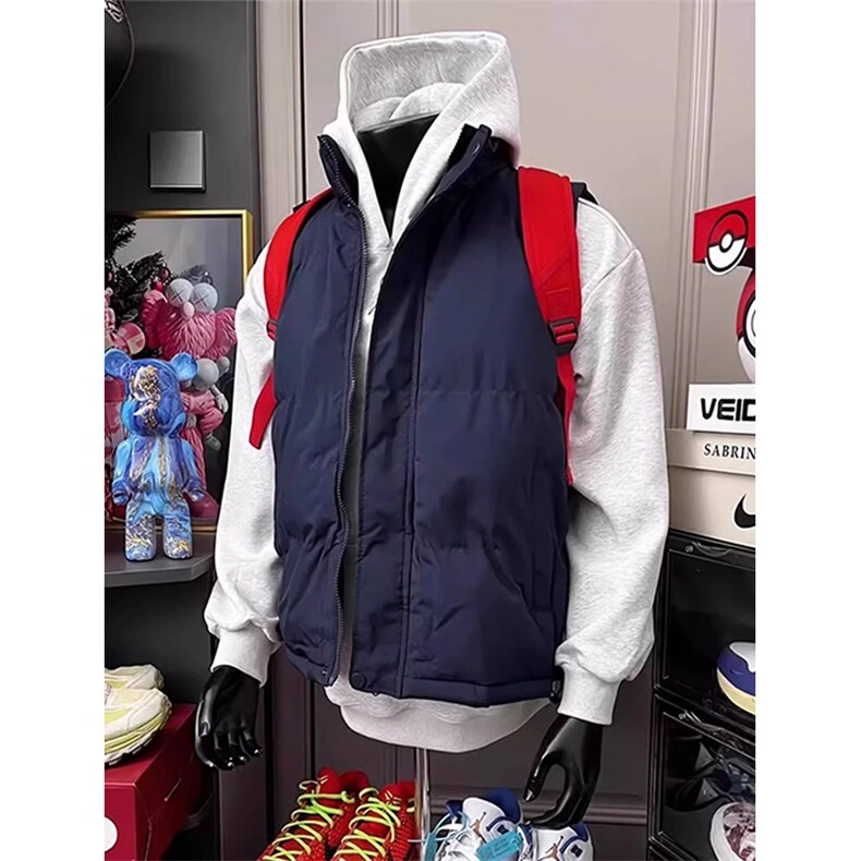现货5W件冬季三防硬挺boxy短款立领棉衣马夹外套加厚马甲保暖棉服,男装棉衣,电商A486