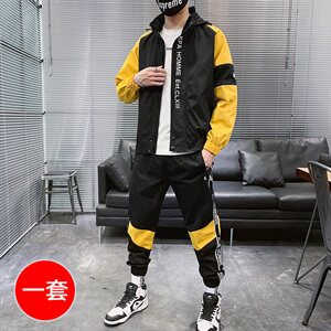 春季新款运动套装男休闲裤外套连帽夹克两件套CYTZ17图片