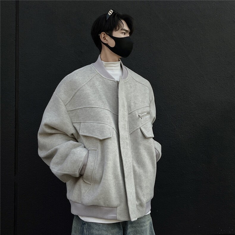 美式潮系夹棉绒毛呢外套飞行服冬季加厚棒球服棉服893P125,男装棉衣,电商A458A