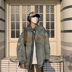 JK8899-P65美式机车风牛仔外套男水洗做旧潮牌炸街刺绣，男装工装外套，电商B323A