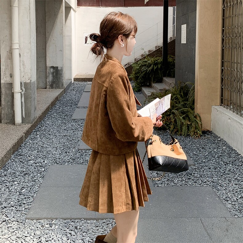 25新款美拉德鹿皮小香风+百褶裙3312-P195-K278,女装套装/套裙,2C317