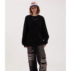 抖音得物重工品460克全棉重磅同底同色粗矿纹理美式纯色圆领卫衣，男装卫衣，电商A486-1