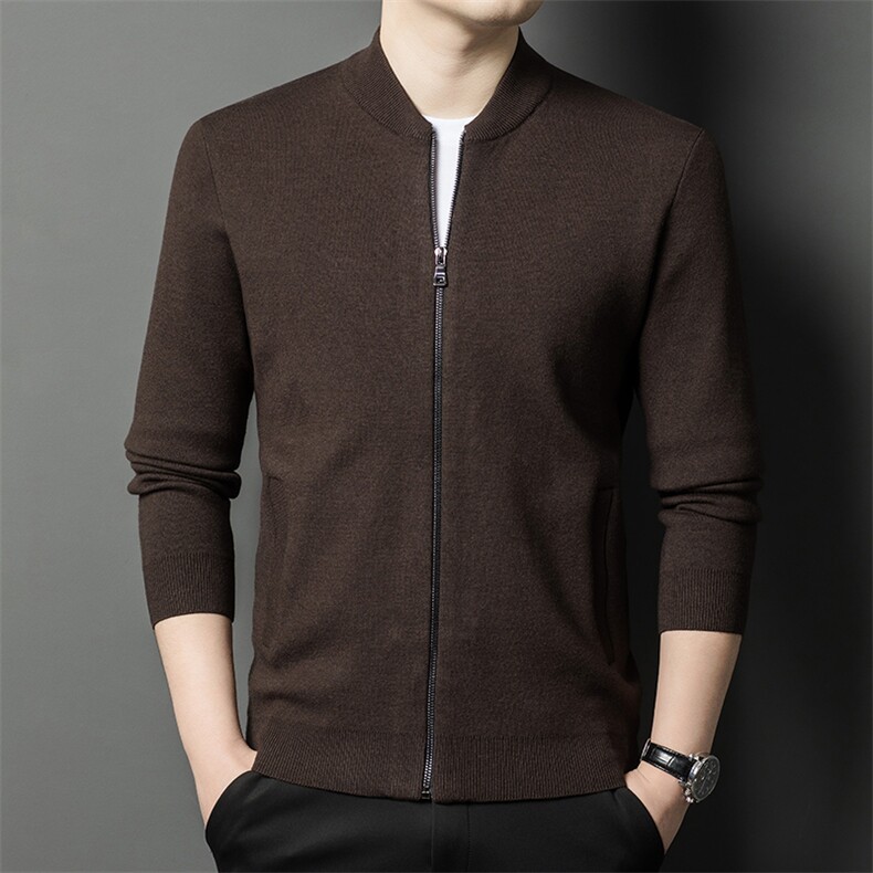 R-KP109男士秋季新款长袖棒球领针织加厚开衫青年休闲打底衫，男装T恤，电商B360A（原721A）