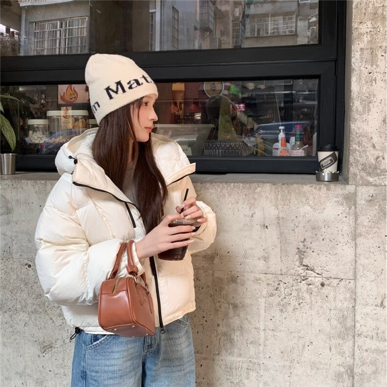 羽绒服女短款连帽简约2025冬新款加厚白鸭绒纯色韩版宽时尚松外套,男装羽绒服,星座1210-1