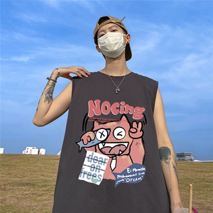 港风23新款夏季领口磨破做旧水洗t宽松短袖T恤DT65001P25控38图片