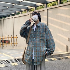 美式ins格子衬衫男春秋季痞帅长袖衬衣C1142P40，男装衬衫，星座1116-2