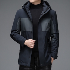 2023冬季连帽中长款羽绒服商务休闲灰鸭绒外套上衣DFLDY7002-P285，男装羽绒服，电商B212（原钱塘6029）