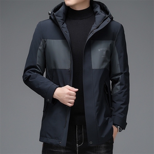 2023冬季连帽中长款羽绒服商务休闲灰鸭绒外套上衣DFLDY7002-P285图片