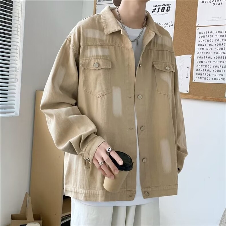 秋季休闲帅气情侣牛仔外套潮牌宽松扎染工装夹克男W5684-P68,男装夹克,星座512-2