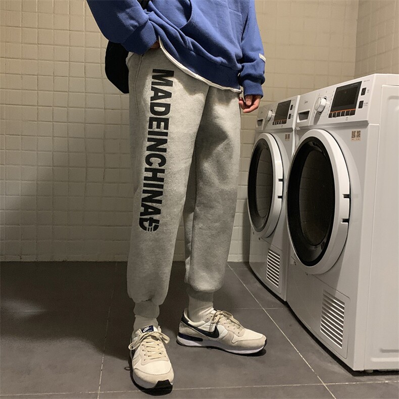 港风加绒加厚卫裤男宽松束脚大码运动裤子QT5070，男装休闲裤，星座810(原QT5070)