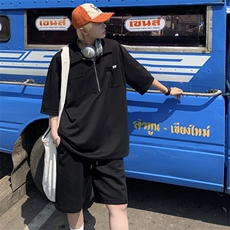 现货TZ2333-P65控88POLO衫短裤t恤休闲宽松大码两件套短袖套装，男装Polo衫，电商D232