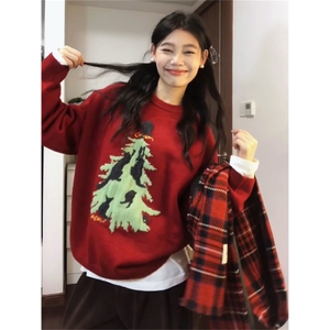 1506-01/M33041高品质/P66新年情侣装红色毛衣本命年过年春节圆领图片
