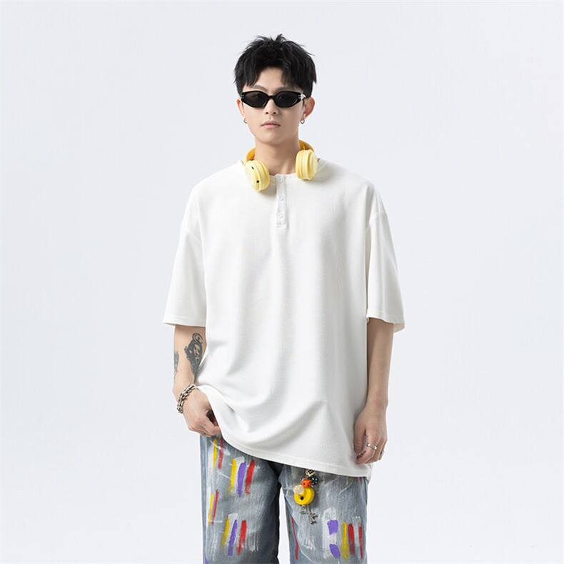 华夫格亨利领短袖男polo衫cp124-特p20,男装T恤,电商B371