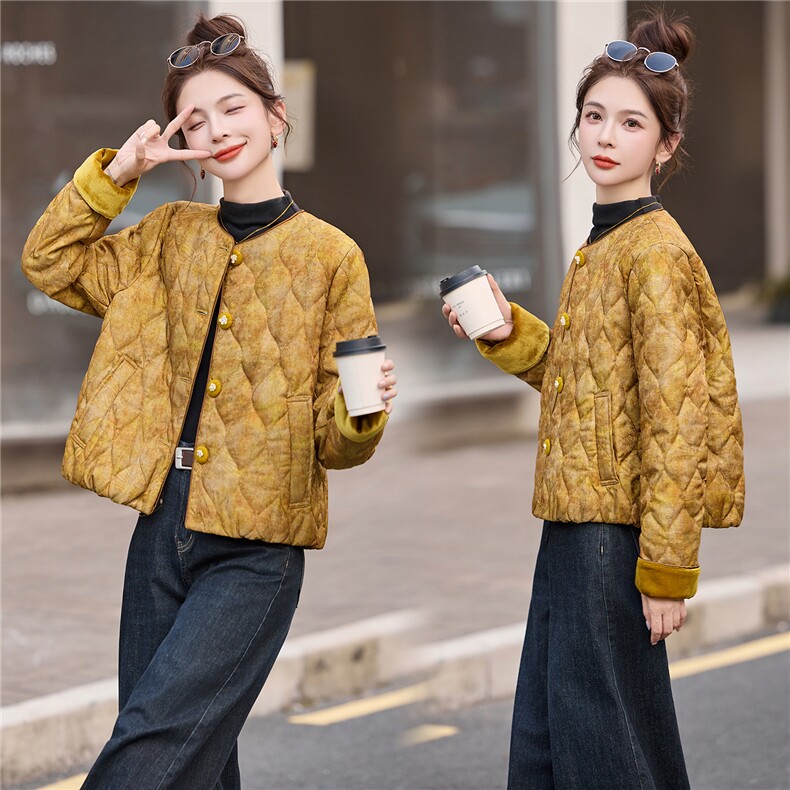 现货新中式棉服夹棉外套女2025新款冬季洋气棉袄年轻款短款棉衣,女装棉衣/棉服,仟媚宠