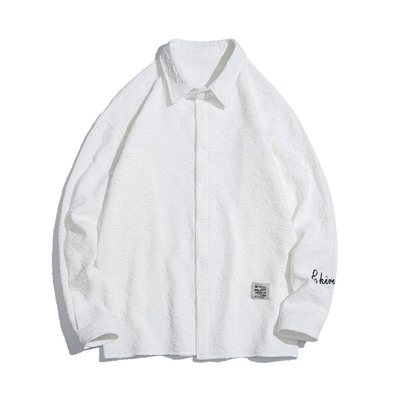 1白底花型长袖衬衫男大码情侣风衬衫男长袖CCS8734P45控59，男装衬衫，星座226-2