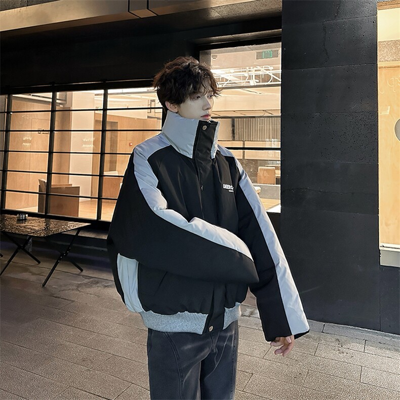 405A美式高街撞色短款棉服加厚立领面包服MY24919-P125控158,男装棉衣,星座405A