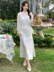高端时尚套装裙女2026夏季新款洋气宽松系带收腰小衫吊带裙两件套，女装连衣裙，超帛