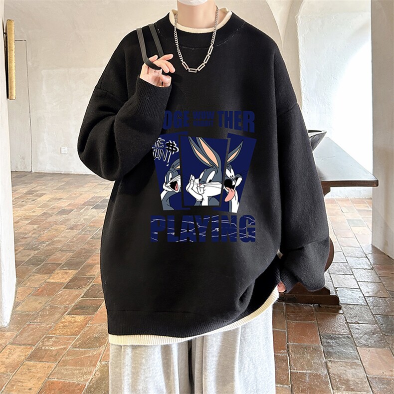 控78假两件毛衣男大码加绒针织衫男毛线衣M80234-P55加绒P70,男装针织衫/毛衣,电商A040