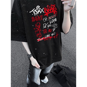 可48小时发货支持抖音得物来样二开 美式满天星亮片短袖T恤MTX631图片