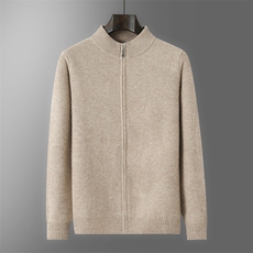 2025年秋季青春流行长袖半高领时尚百搭通勤简约开衫，男装羊毛衫，贝恒羊绒