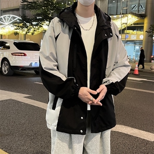连帽冲锋衣男士春秋季年新款青年潮牌工装夹克薄款上衣 JK675图片