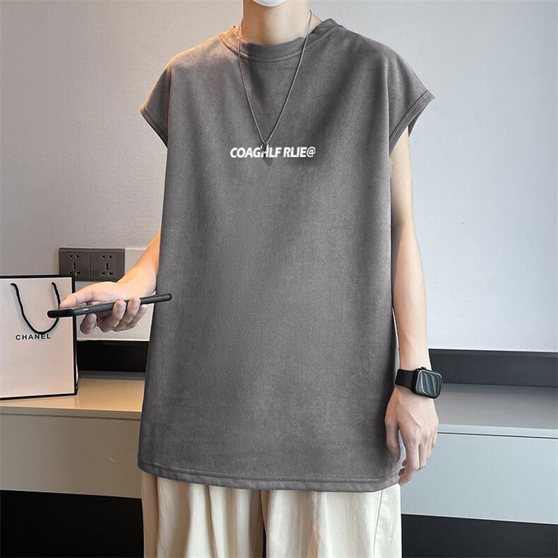 可设48小时发货支持抖音得物来样二开240克重磅美式麂皮绒背心t恤，男装背心/马甲，电商A486-1