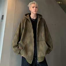 秋装美式宽松连帽卫衣美式复古扎染做旧脏脏情侣外套JK91-P78，女装短外套，电商C307A