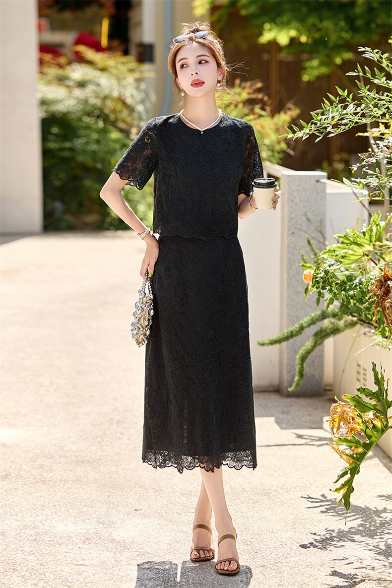 小香风套装裙2025夏新款高端气质独特绝美漂亮法式蕾丝两件套,女装套装/套裙,关键词