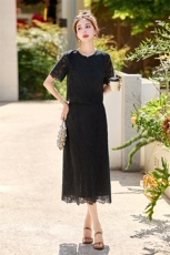 小香风套装裙2025夏新款高端气质独特绝美漂亮法式蕾丝两件套，女装套装/套裙，关键词