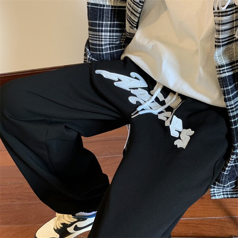 2026秋季美式哥特字母刺绣高街卫裤地板景XZ604-KP84-P55控68,男装休闲裤,星座604