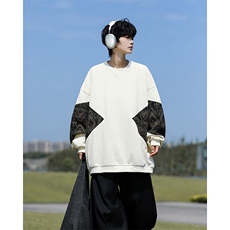 8XL-M春秋季圆领拼接撞色民族风卫衣男新款潮牌上衣服WY005P58，男装卫衣，电商B312