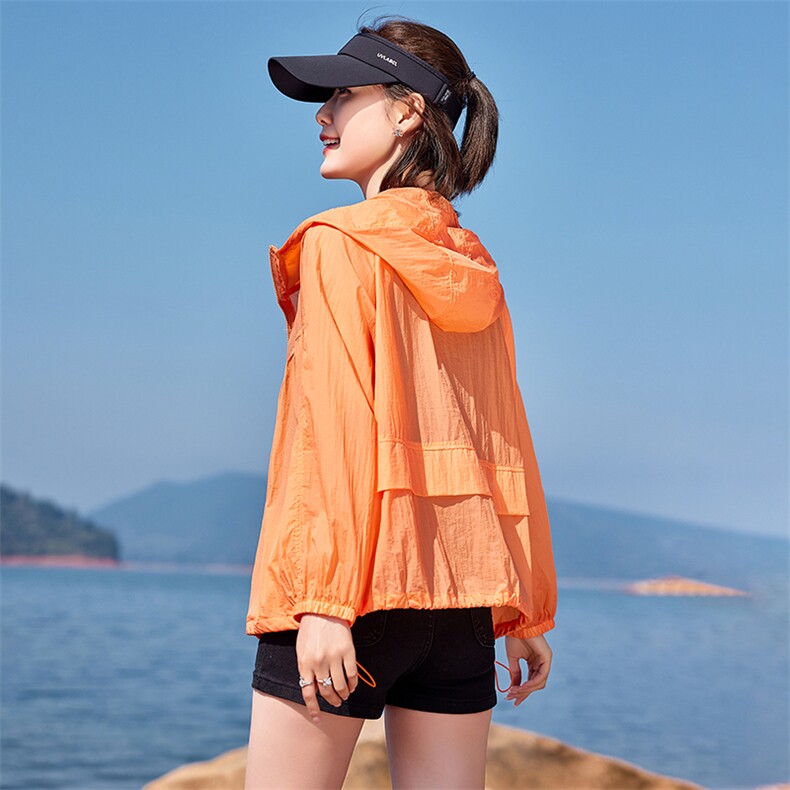 原纱防晒衣女士2024夏季新款宽松洋气户外透气薄款防晒服短外套，女装防晒衣，可可小西