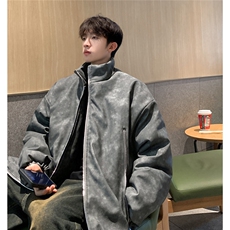 港风PU皮复古做旧双侧金属拉链设计夹克式棉衣男MY77092P130控198，男装夹克，星座227-7