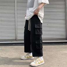 春秋新款韩版宽松阔腿休闲裤港风ins多口袋工装裤男K3991-P34，男装休闲裤，星座512-2
