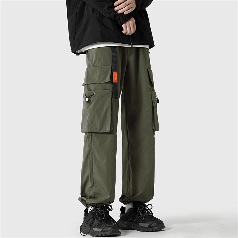 2026春季新款复古大口袋工装裤痞帅抽绳束脚长裤K1229-特P35控58，男装工装外套，电商A001