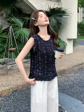 2026夏季新款韩系穿搭一整套轻熟气质无袖上衣宽腿裤两件套，女装套装/套裙，心心服饰